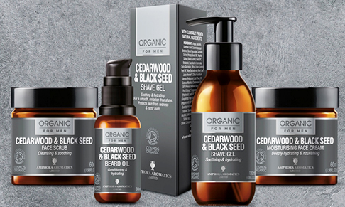 Amphora Aromatics Organic debuts men's skincare range 